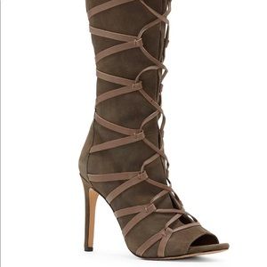 Vince Camuto lace up open toe boots